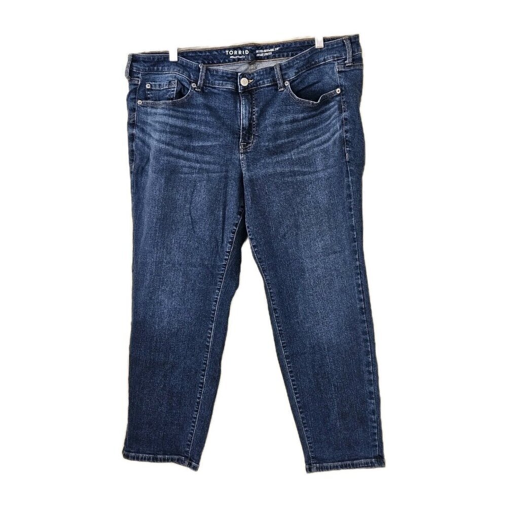 Torrid Jean Women 24S Short Blue Perfect Boyfriend Ankle Vintage Stretch Western